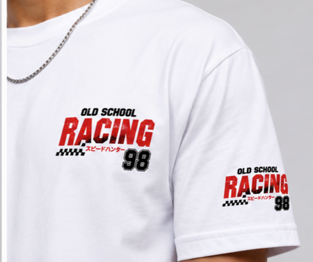 WHITE RACING REGULAR FIT T-SHIRT