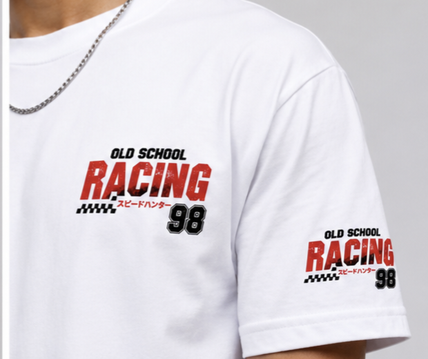 WHITE RACING REGULAR FIT T-SHIRT