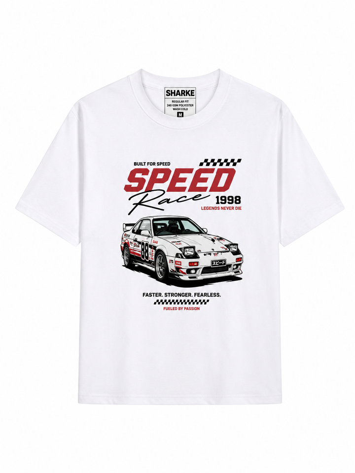 WHITE RACING REGULAR FIT T-SHIRT